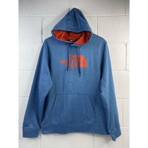 The North Face Surgent Hoodie Mens L Blue Red Sweatshirt Pullover Casual Outdoor